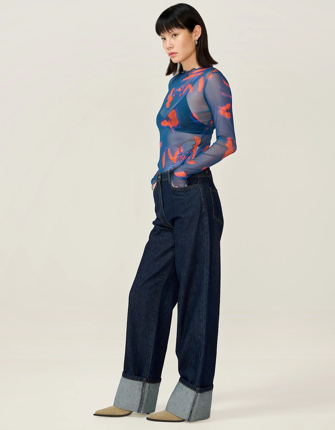 Lorrie Mesh Top in Falling Leaf Print, 7 of 6