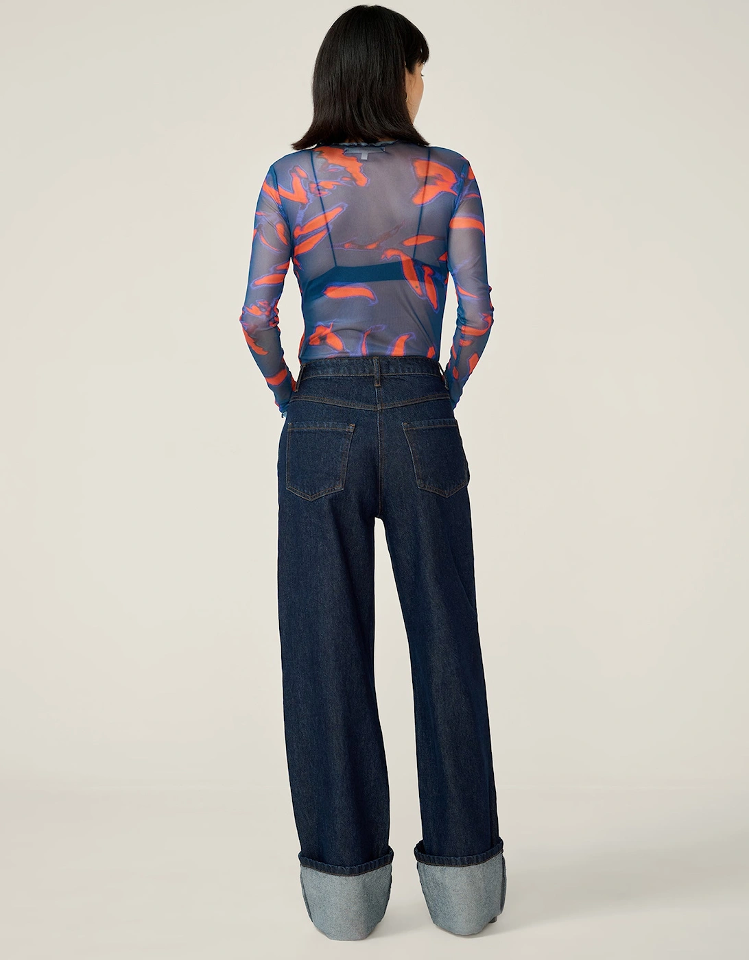 Lorrie Mesh Top in Falling Leaf Print