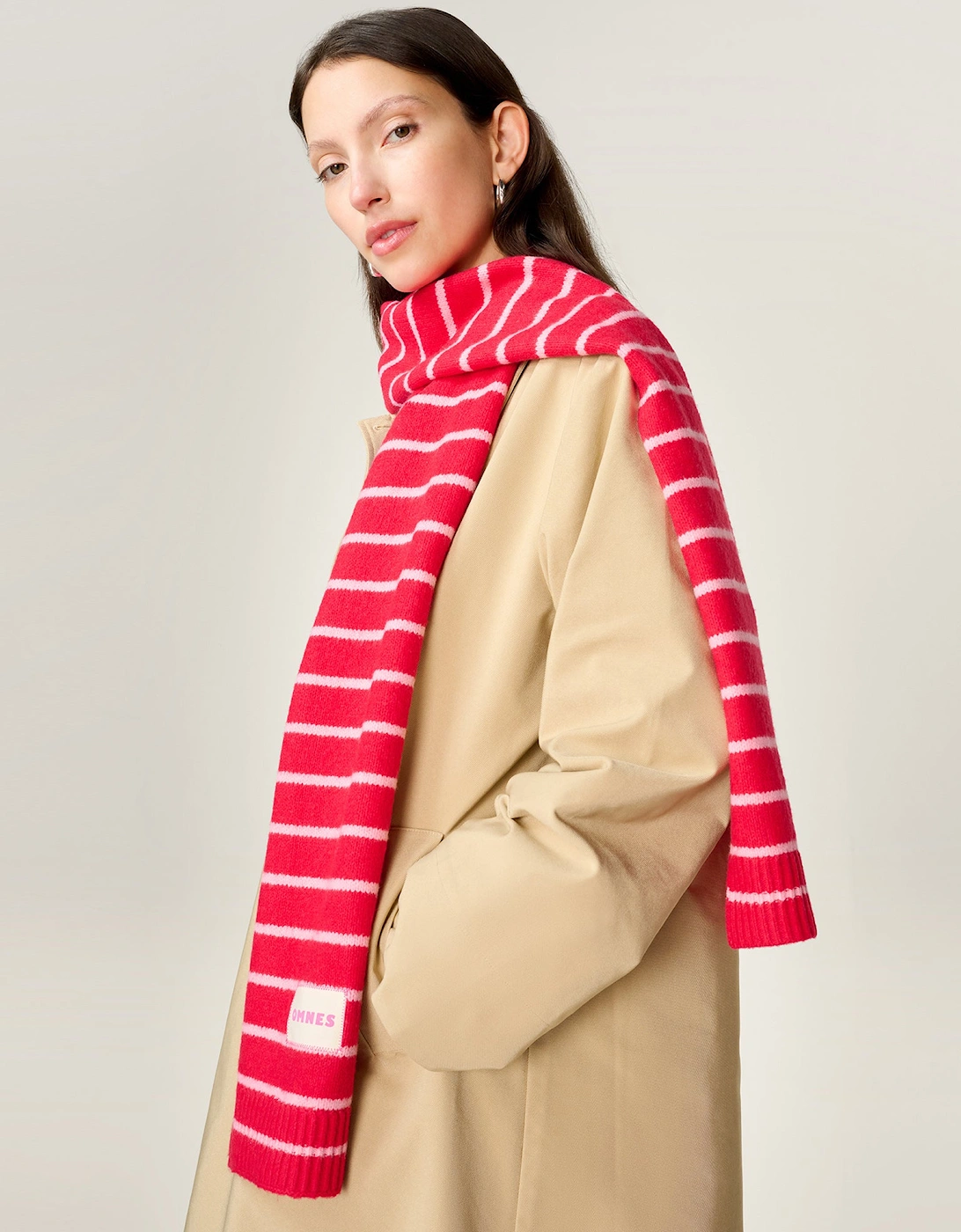 Molly Stripe Scarf in Red and Pink