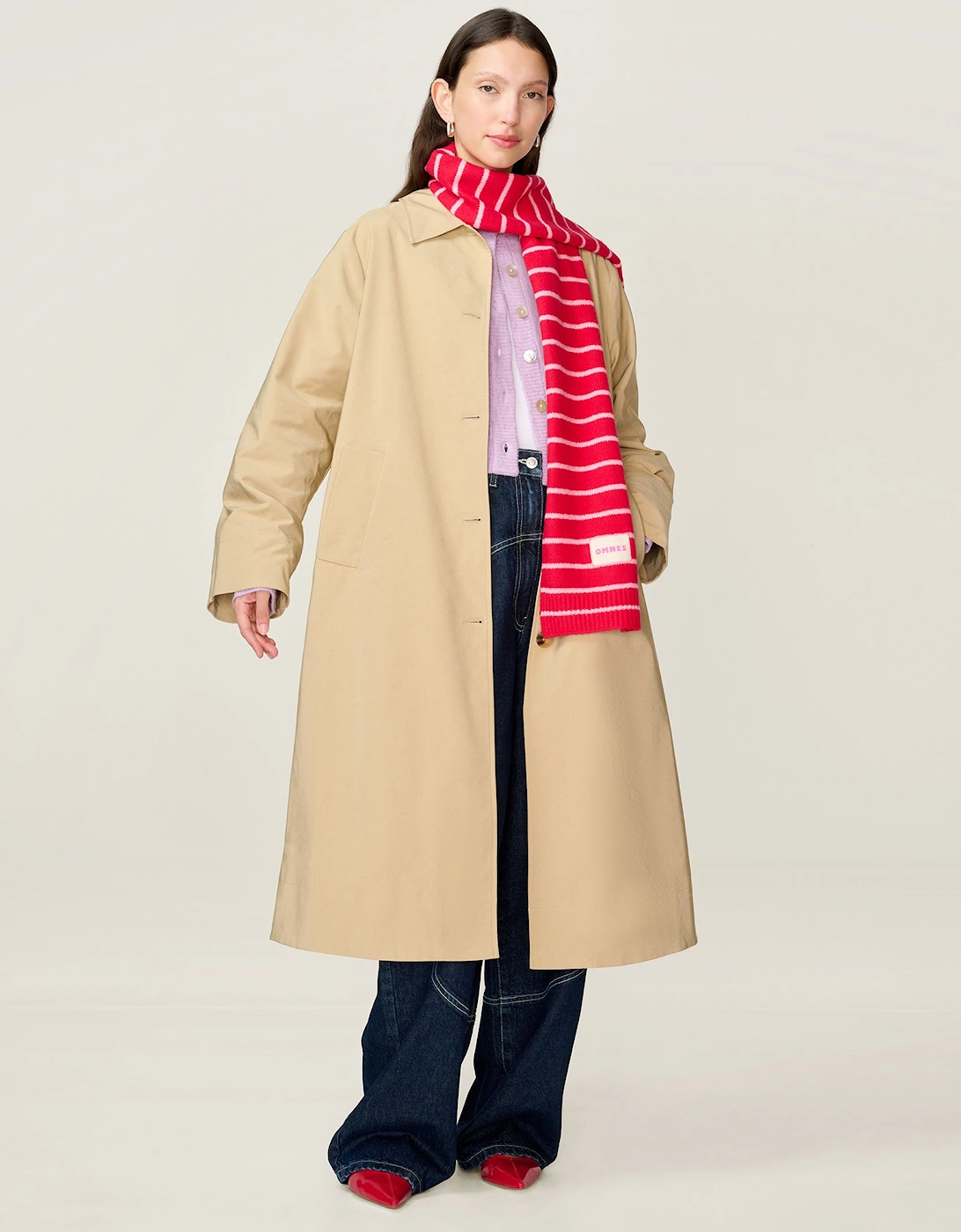 Molly Stripe Scarf in Red and Pink