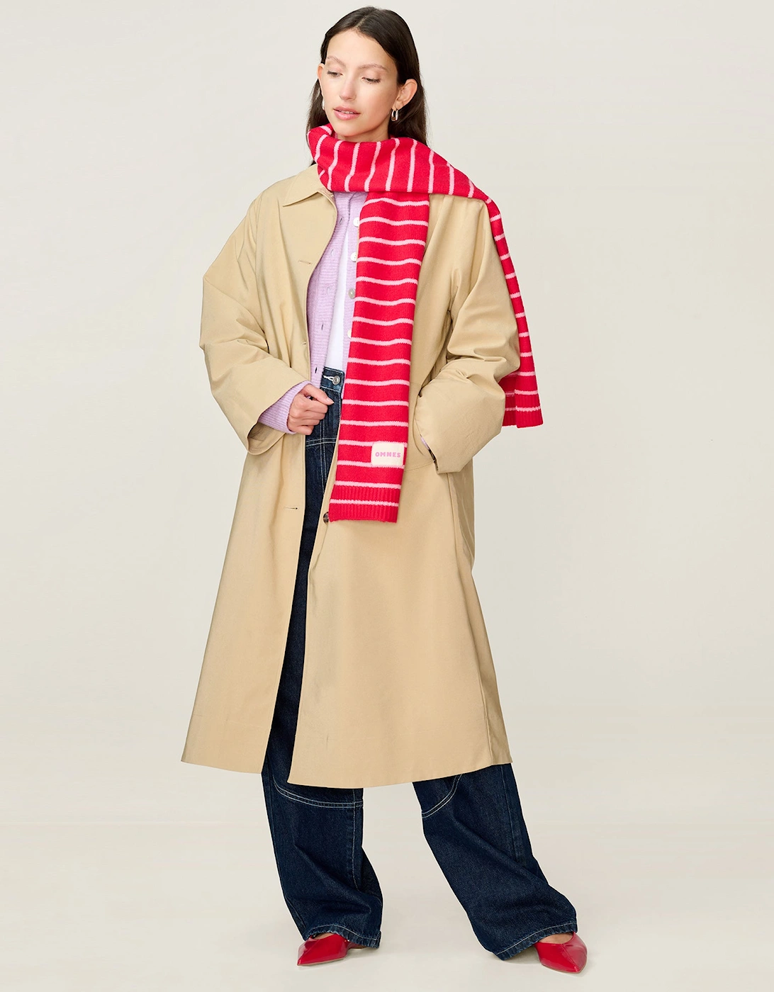 Molly Stripe Scarf in Red and Pink