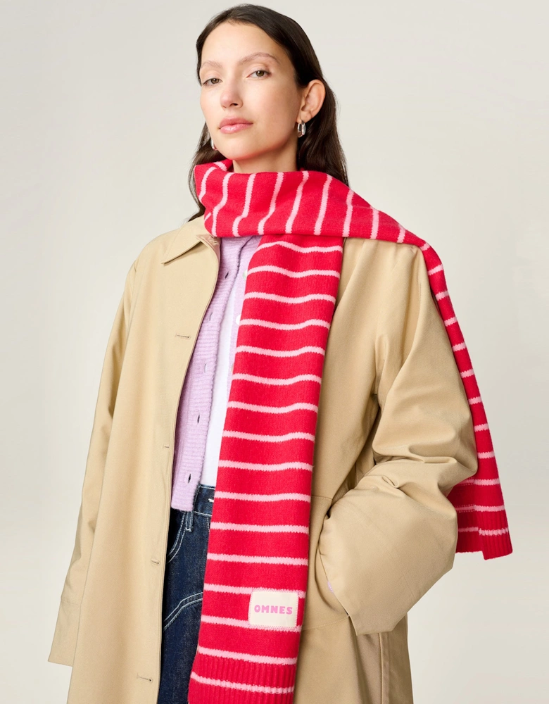 Molly Stripe Scarf in Red and Pink