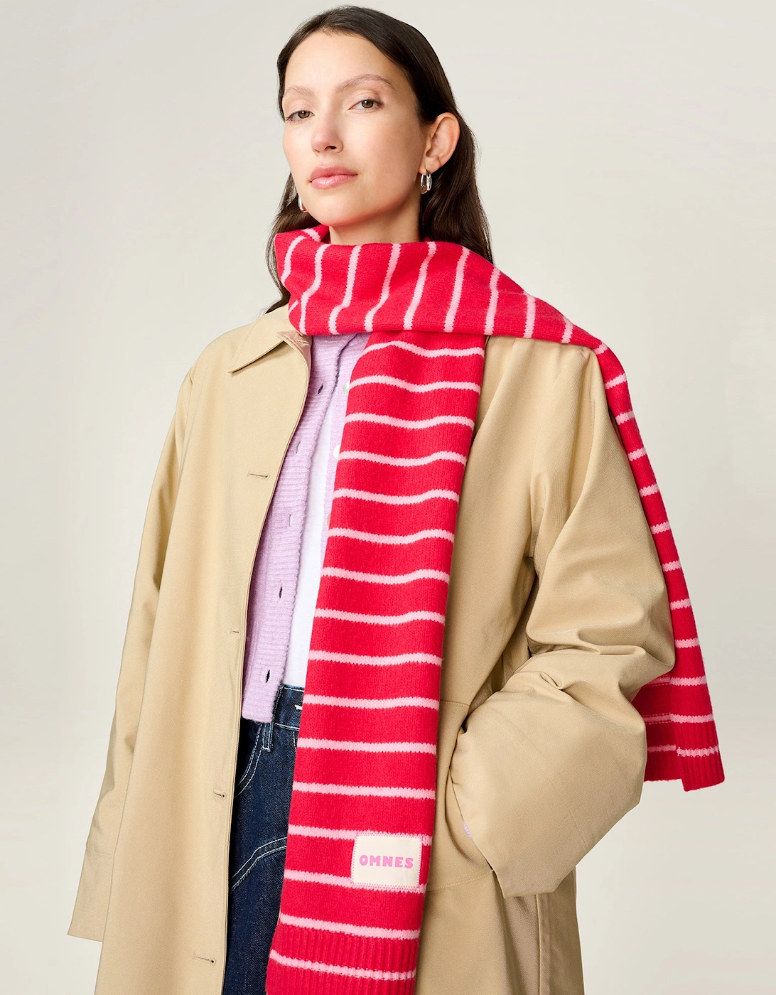 Molly Stripe Scarf in Red and Pink