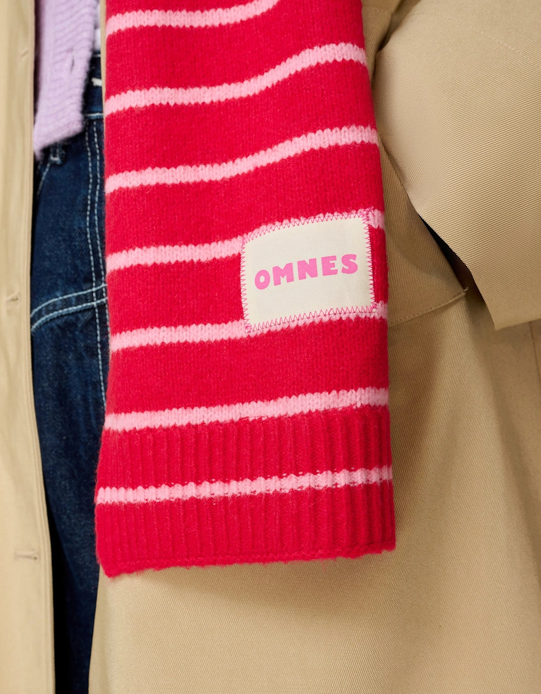 Molly Stripe Scarf in Red and Pink