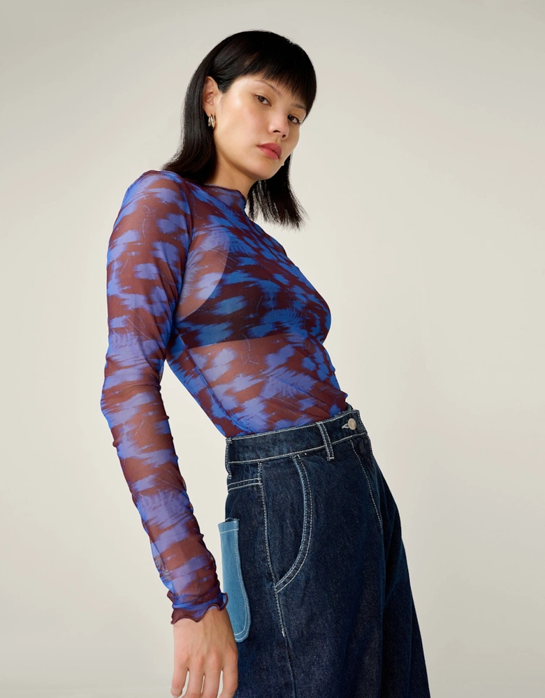 Lorrie Mesh Top in Wild Fern Print