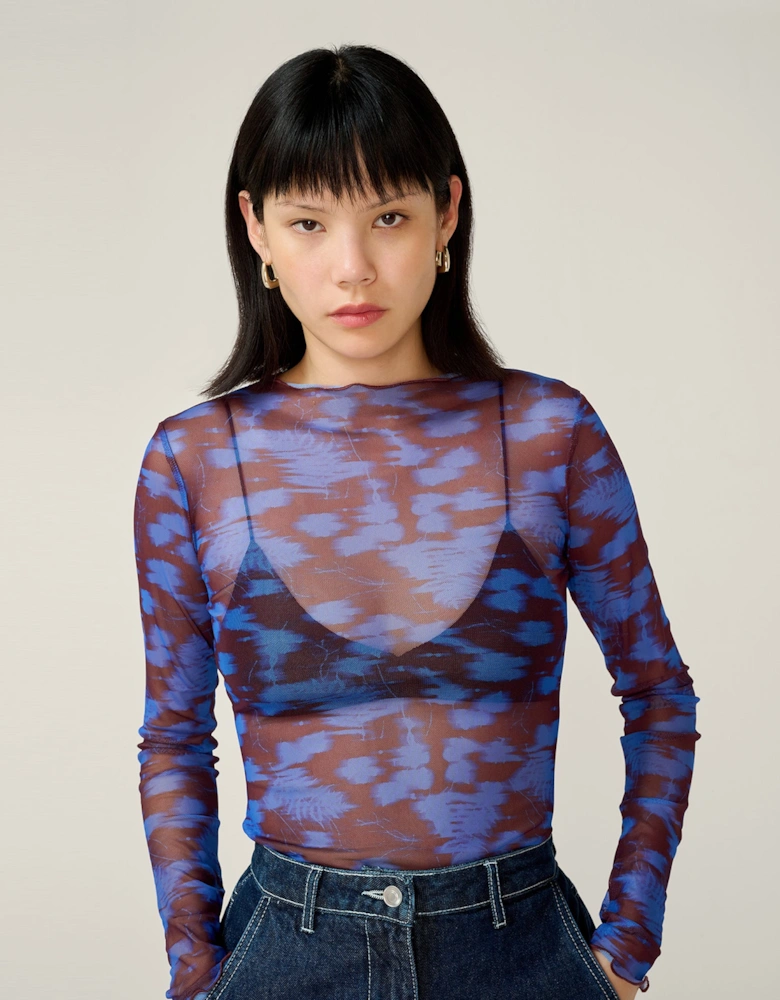 Lorrie Mesh Top in Wild Fern Print