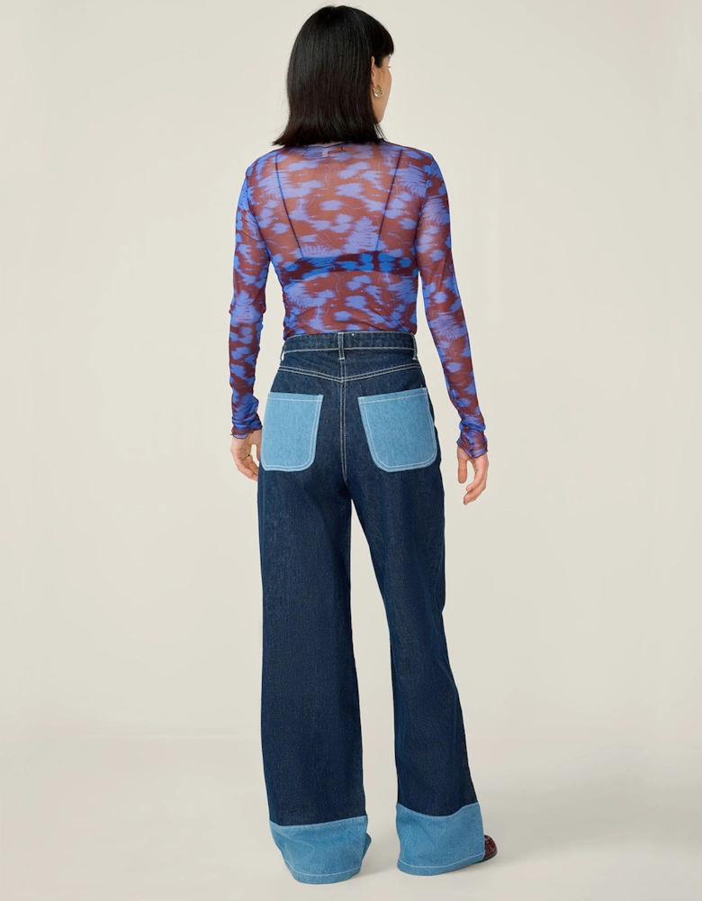 Lorrie Mesh Top in Wild Fern Print