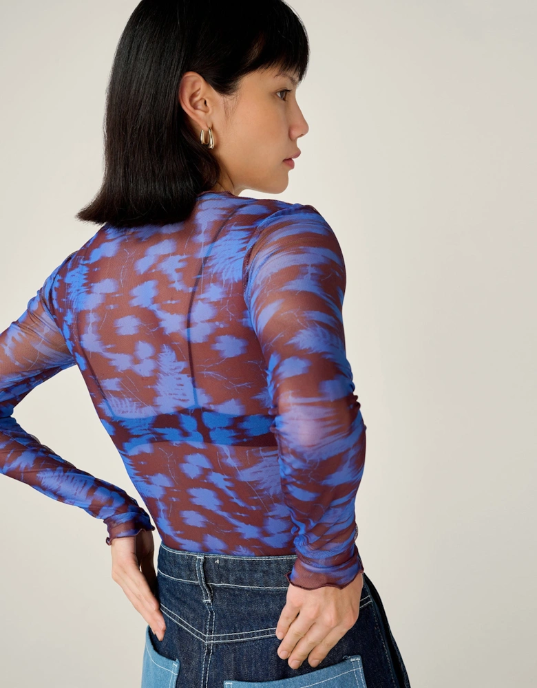 Lorrie Mesh Top in Wild Fern Print
