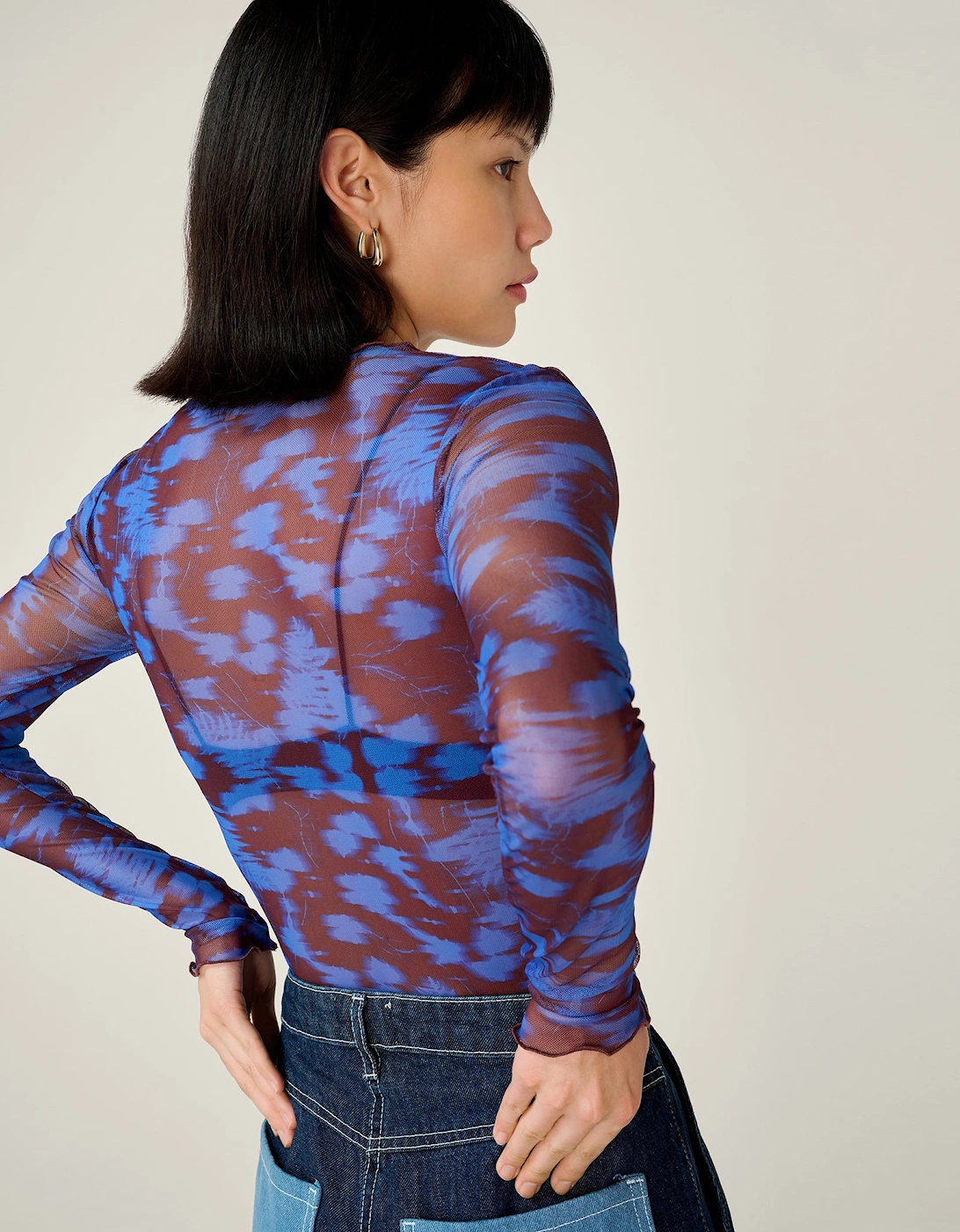 Lorrie Mesh Top in Wild Fern Print