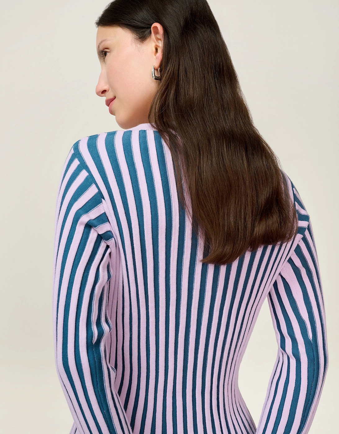 Daisy Stripe Cardigan in Navy and Lilac
