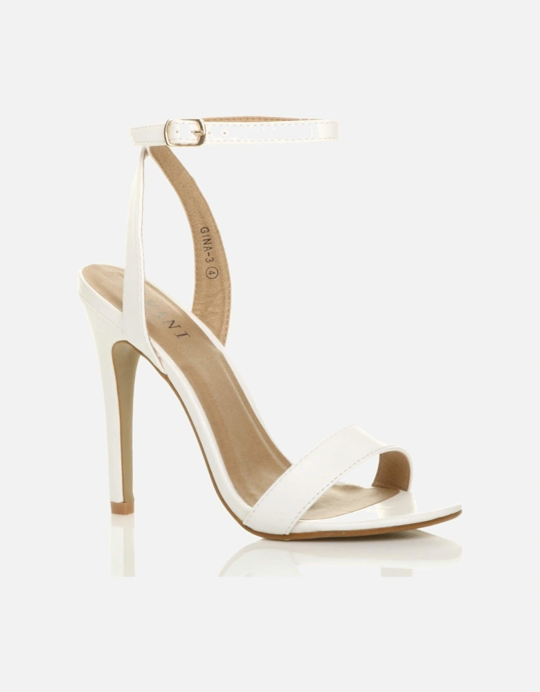 High  Heel Ankle Strap Barely There Faux Leather Heeled Sandals