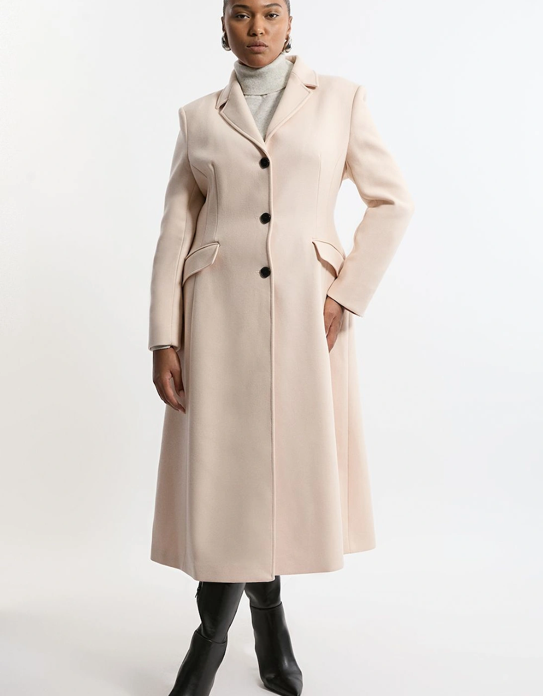Plus Size Premium Italian Manteco Wool Full Skirted Tailored Midaxi Coat, 2 of 1