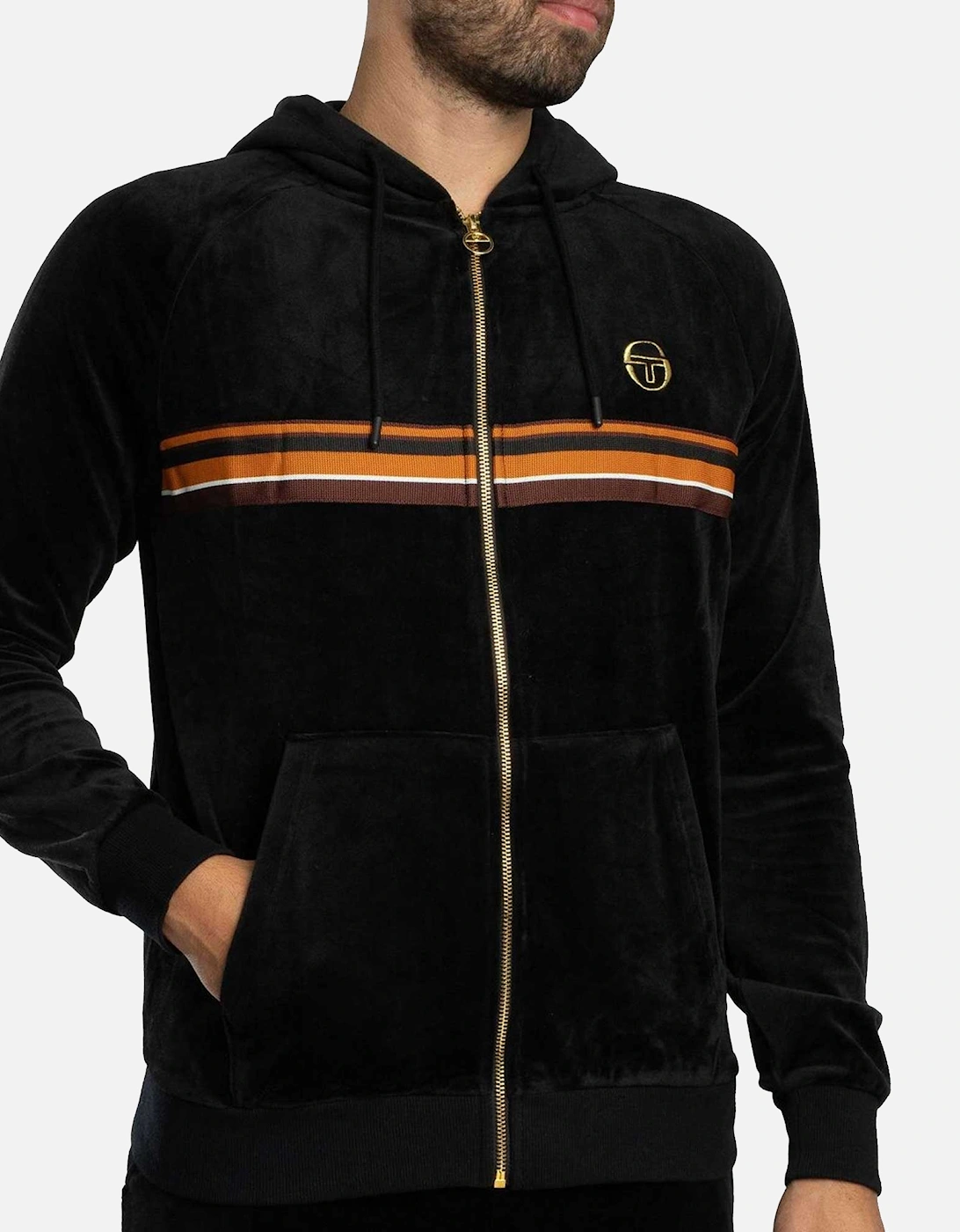 Albi Velour Zip Hoodie Track Top Black/Gold