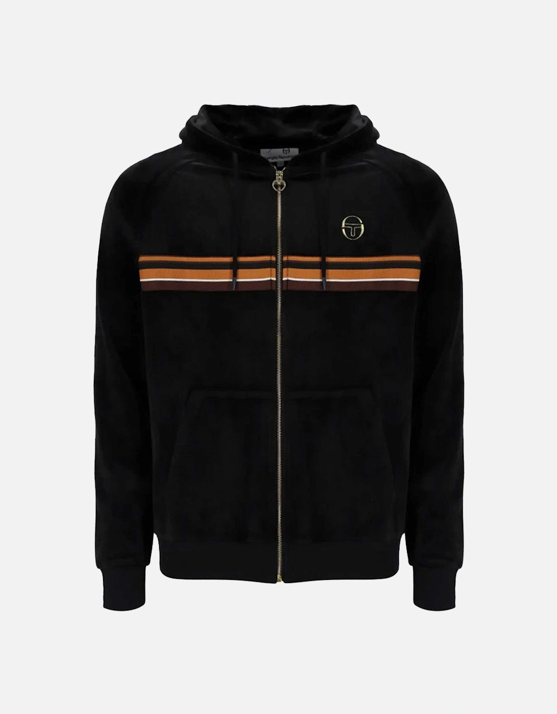 Albi Velour Zip Hoodie Track Top Black/Gold, 5 of 4