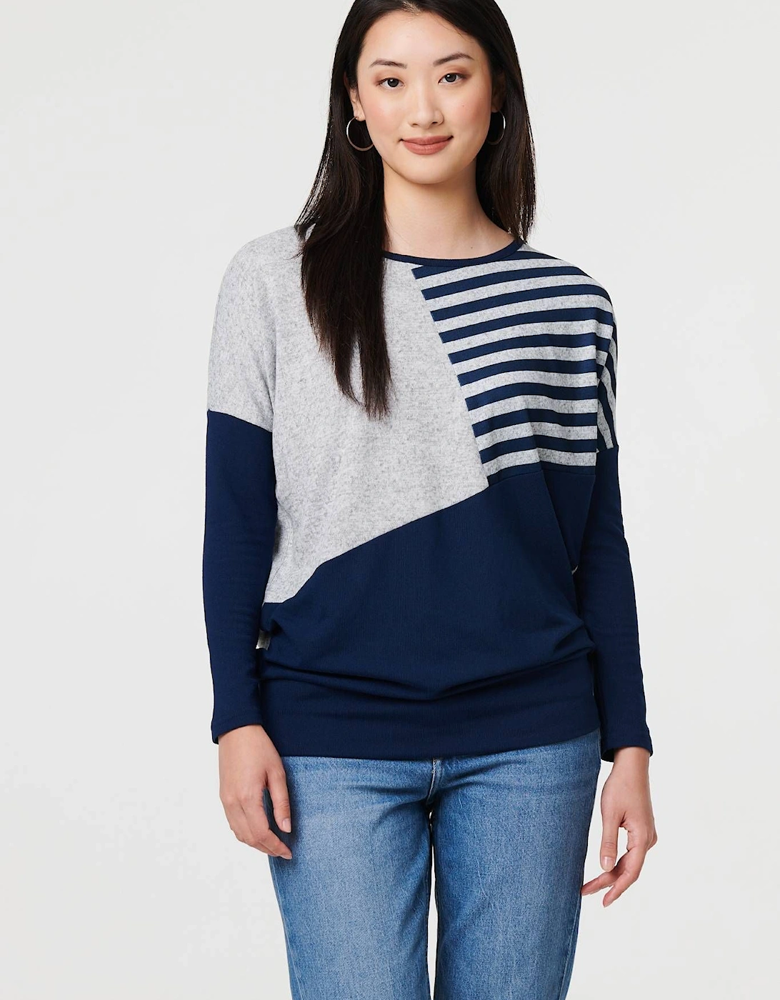 Geo Print Long Sleeve Drop Shoulder Top, 2 of 1