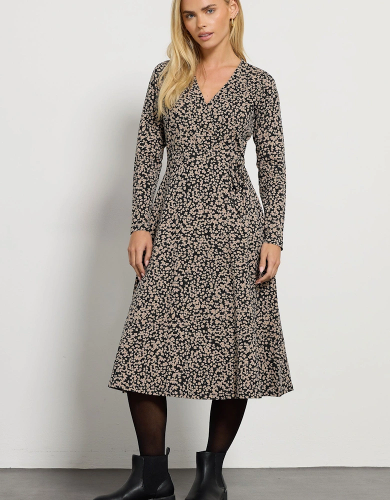 Petite Mixed Print Wrap Dress