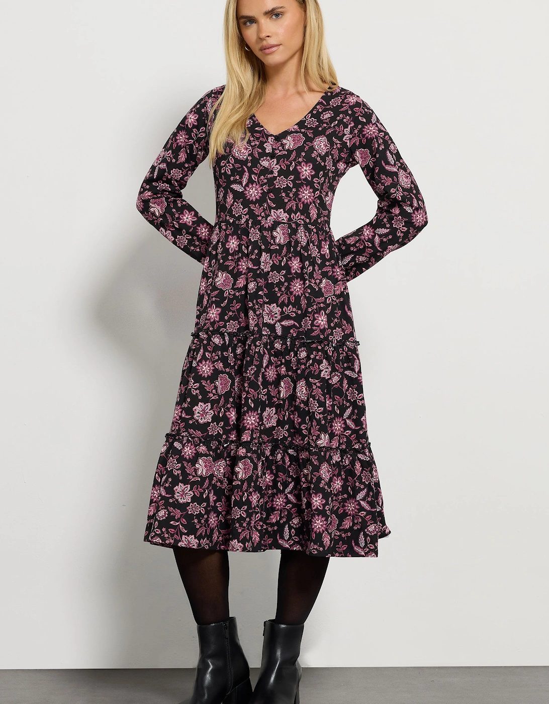 Petite Floral Tiered Midi Dress, 2 of 1