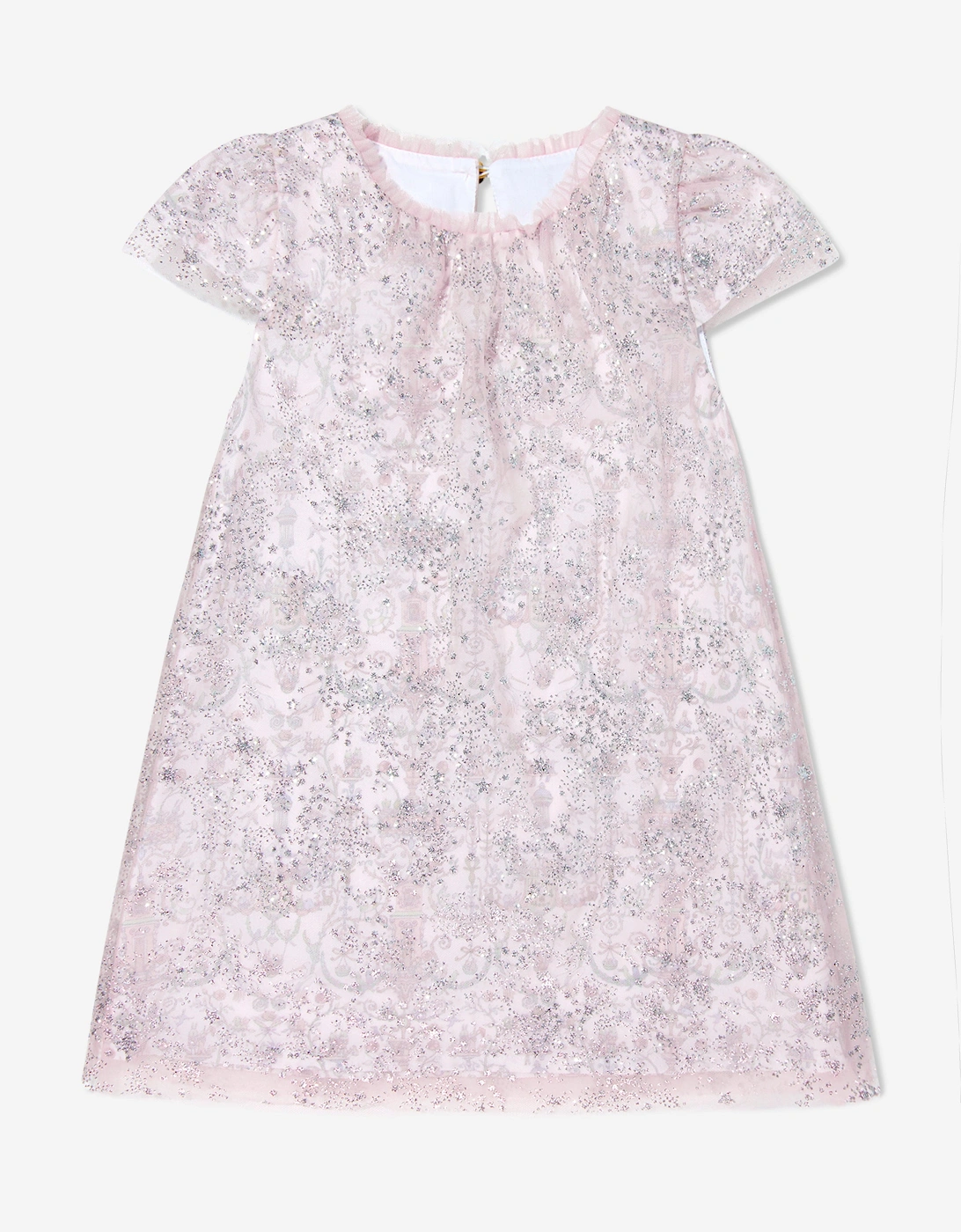 Atelier Choux Girl's Atelier Choux Baby Girls Glittery Toile de Jouy Dress in Pink