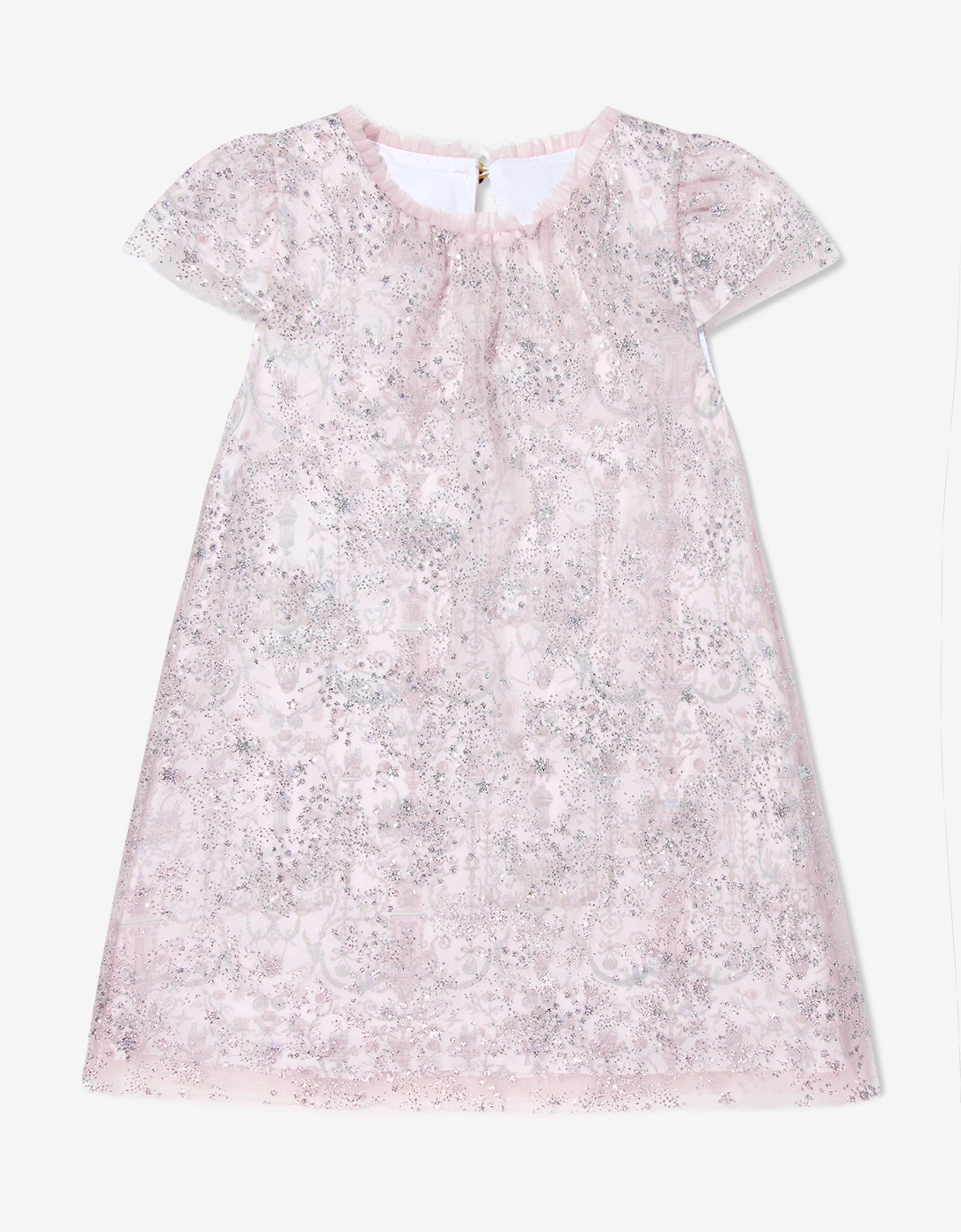 Baby Girls Glittery Toile de Jouy Dress in Pink, 6 of 5