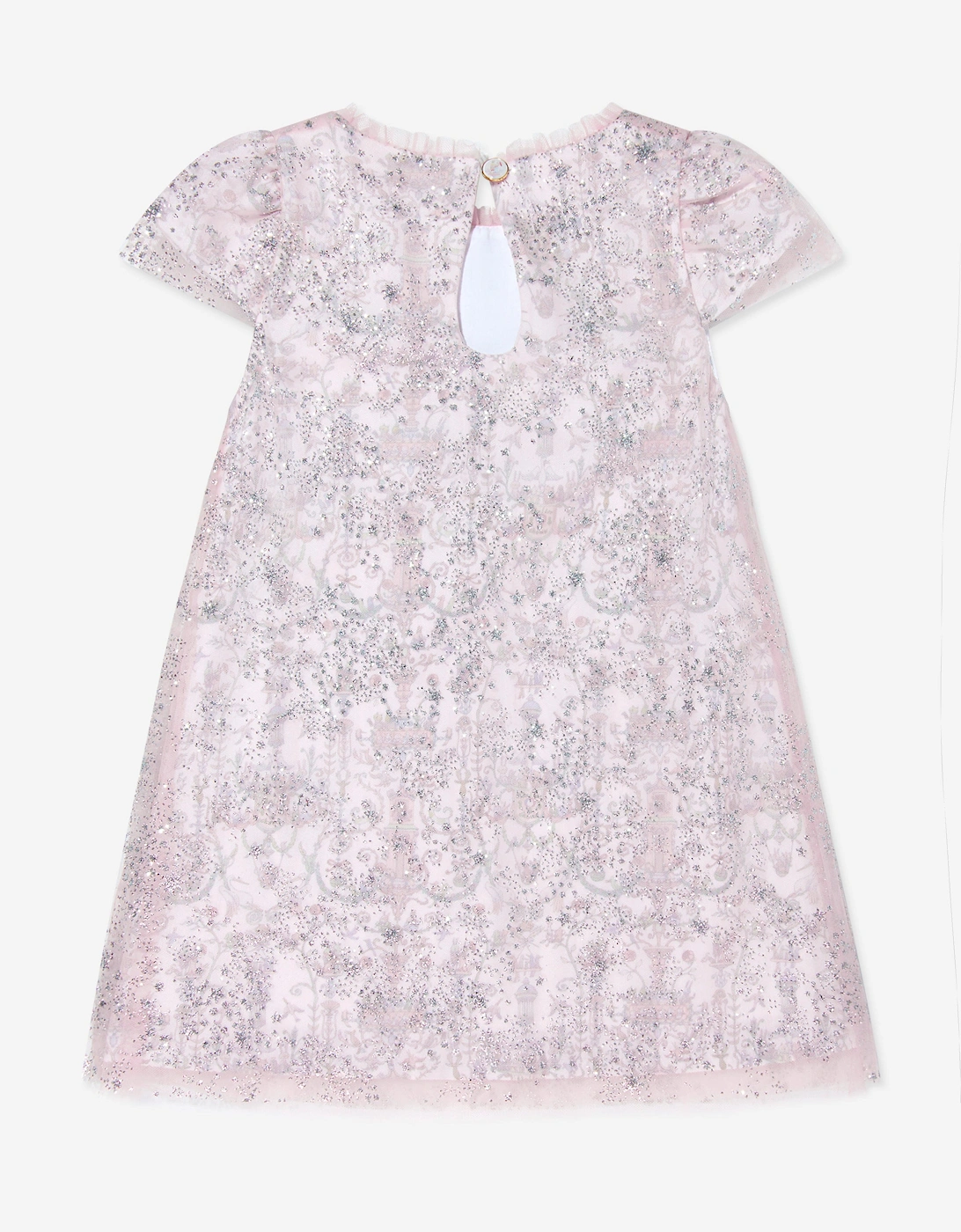 Baby Girls Glittery Toile de Jouy Dress in Pink