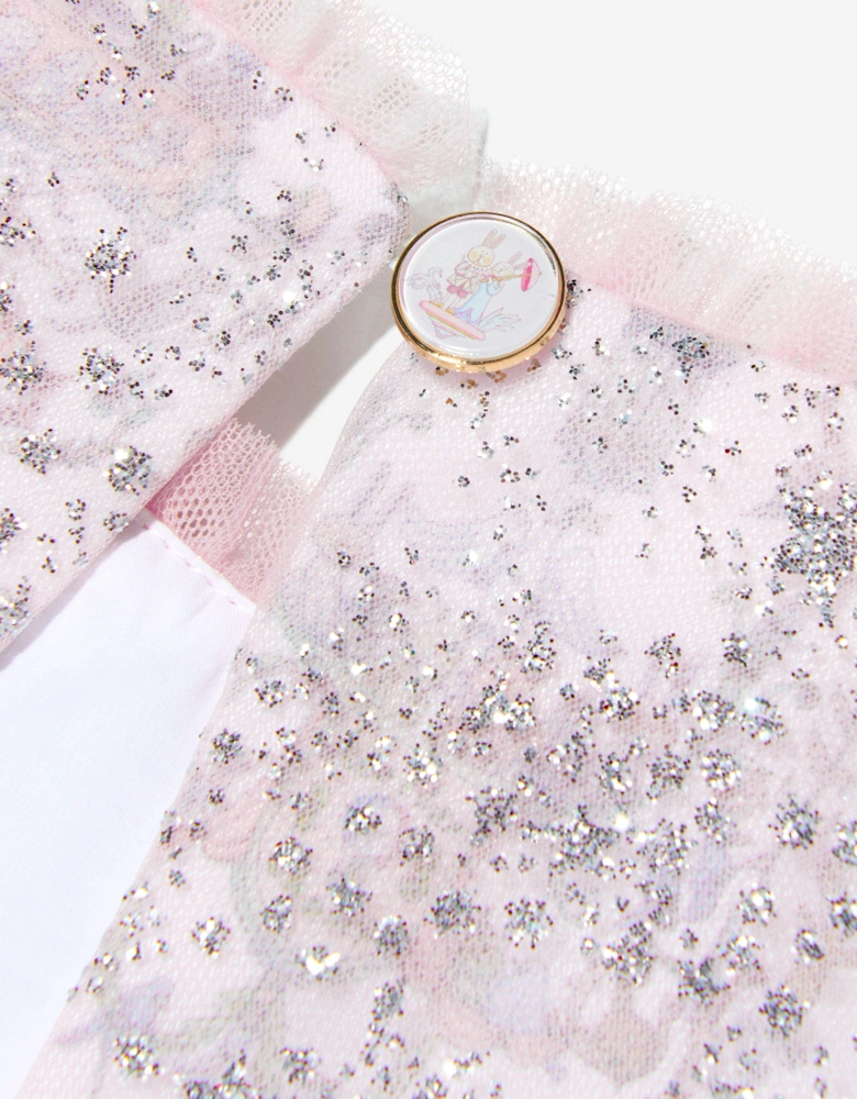 Baby Girls Glittery Toile de Jouy Dress in Pink