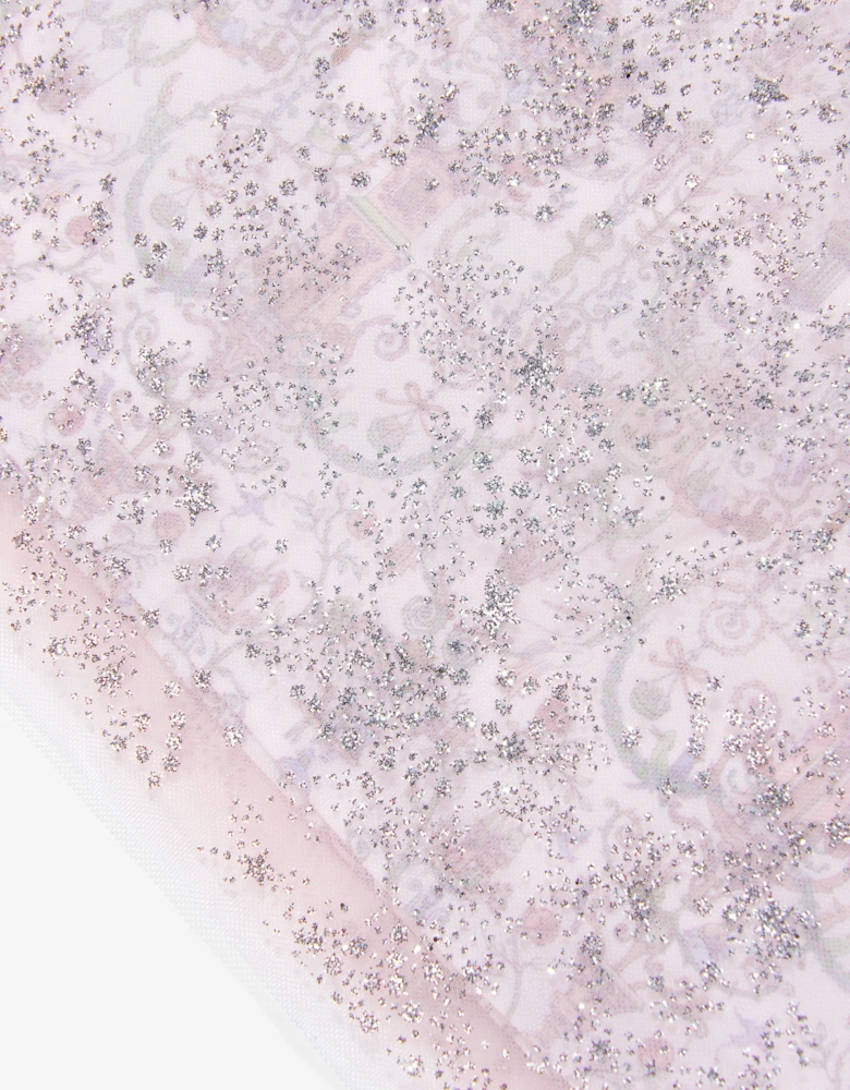 Baby Girls Glittery Toile de Jouy Dress in Pink