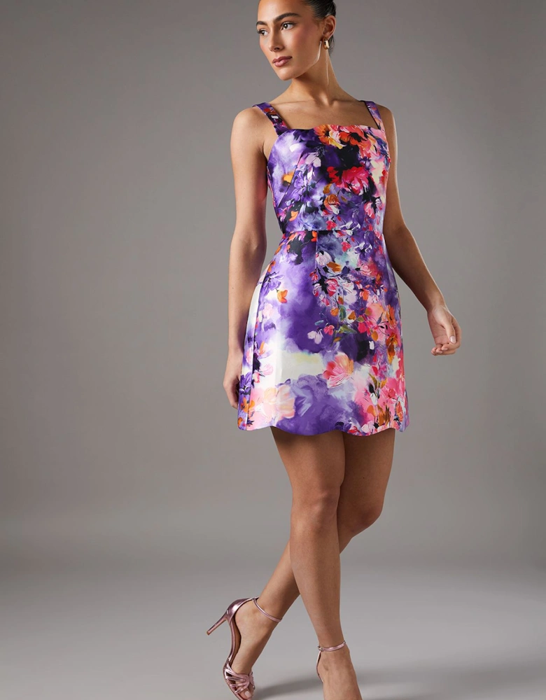 Printed Twill Mini Dress