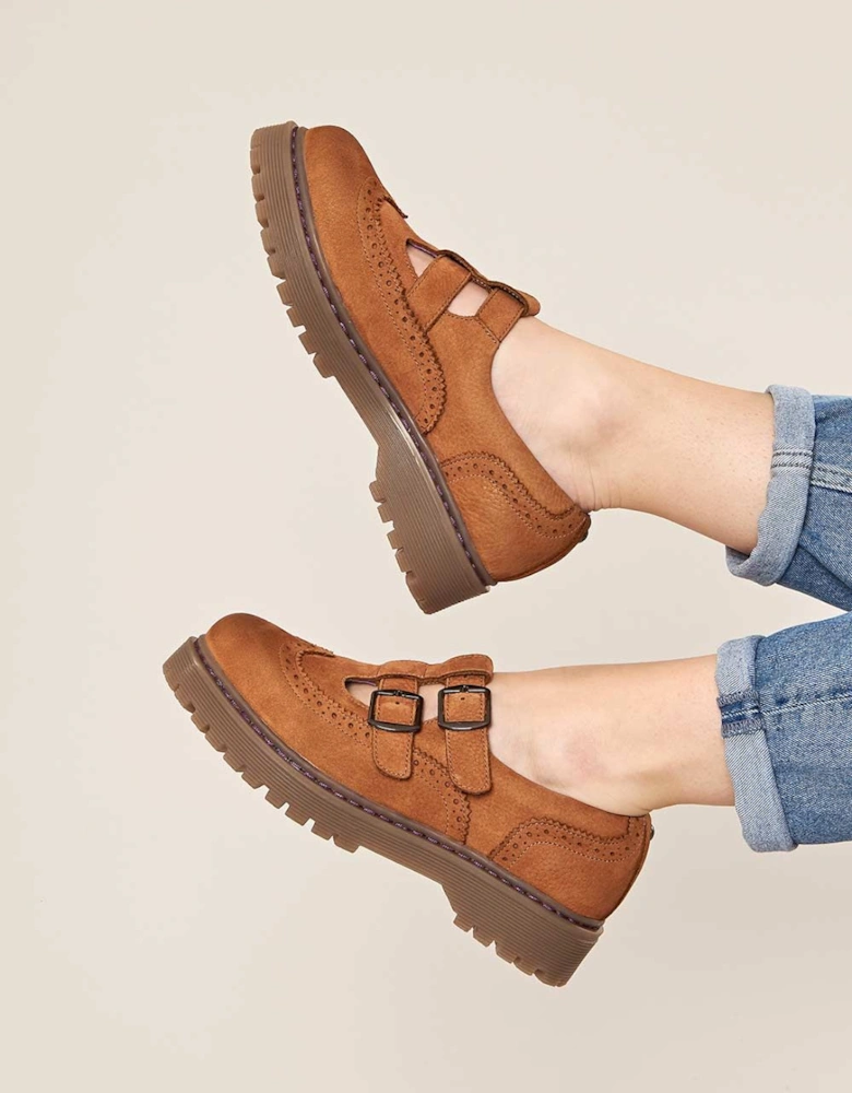 'Calthia' Chunky Nubuck Mary Jane Shoes