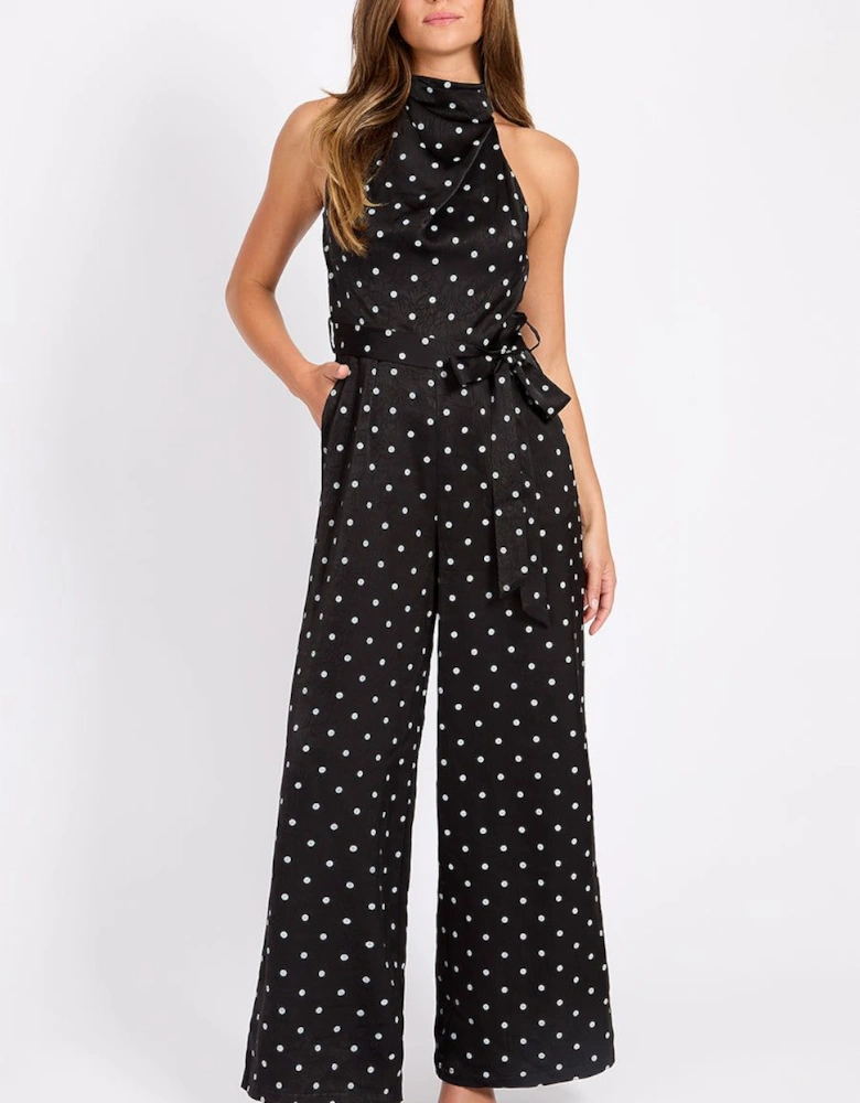 Polka Dot Satin Jumpsuit