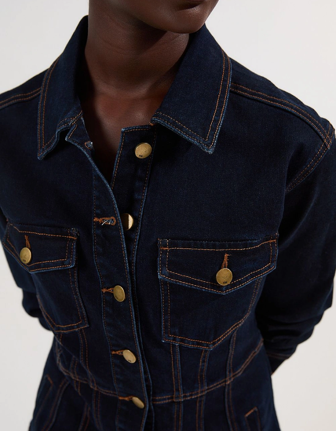 Denim Corset Waist Detail Jacket, 2 of 1