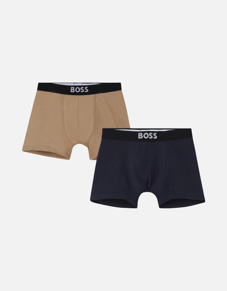 Boys 2-Pack Icon Boxer Trunks, Cookie/Navy