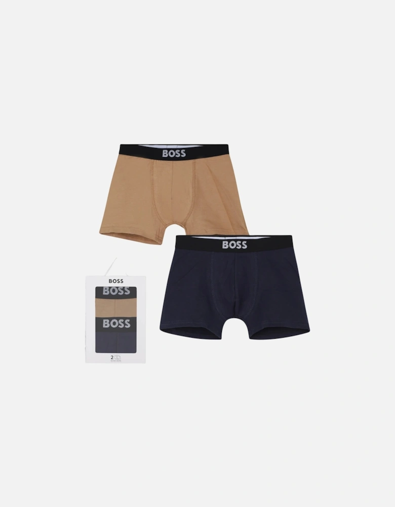 Boys 2-Pack Icon Boxer Trunks, Cookie/Navy