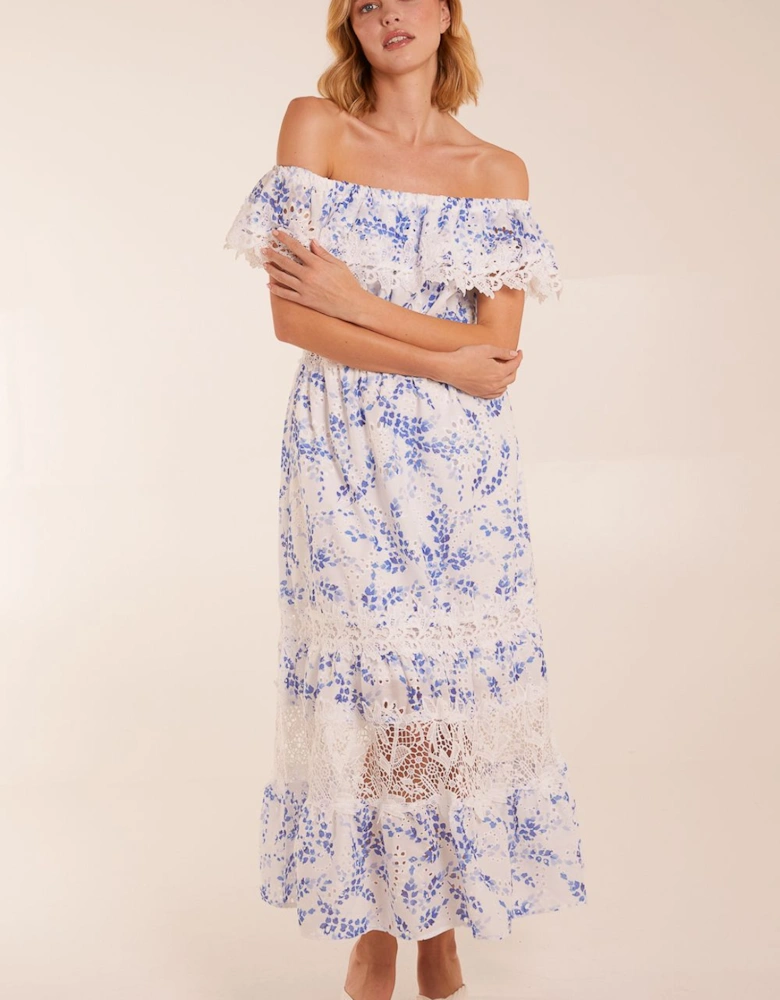 Bardot Neck Lace Maxi Dress