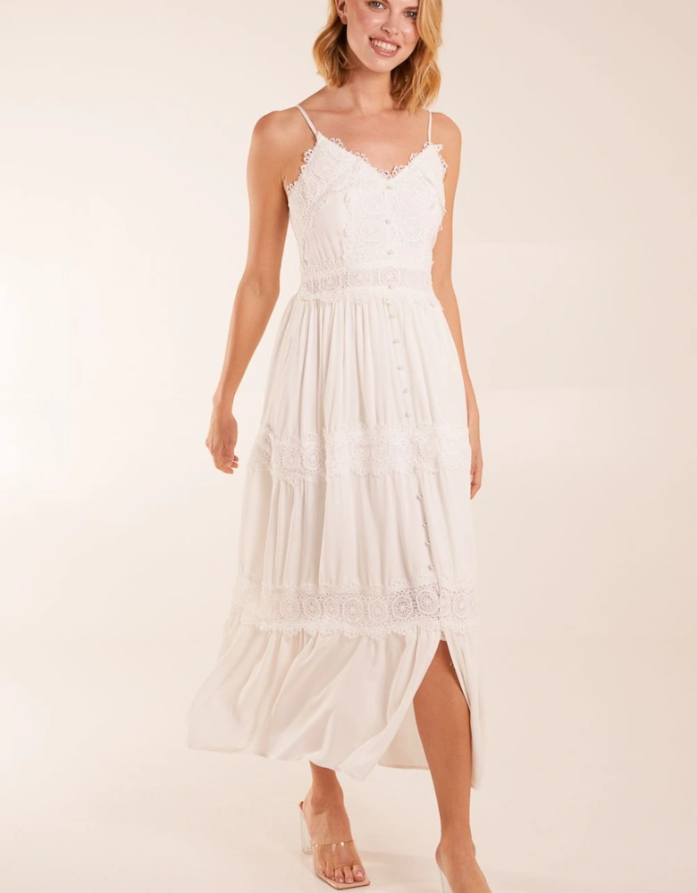Spaghetti Strap Crochet Lace Maxi Dress