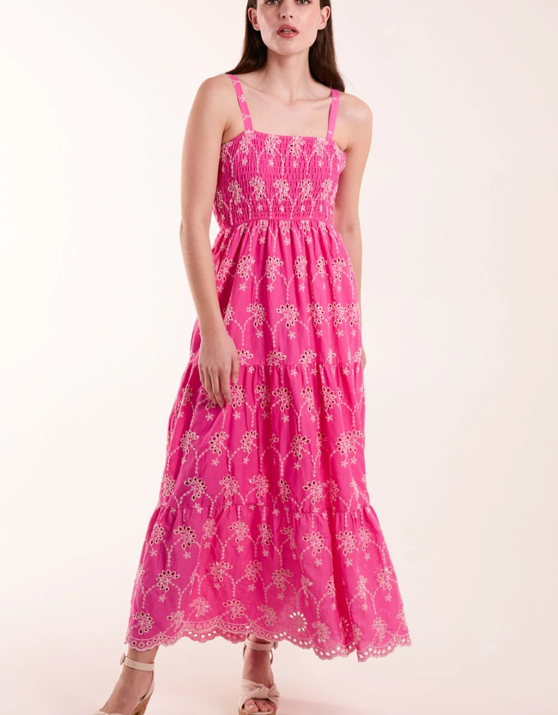 Shirred Bust Midi Dress With Straps, 2 of 1