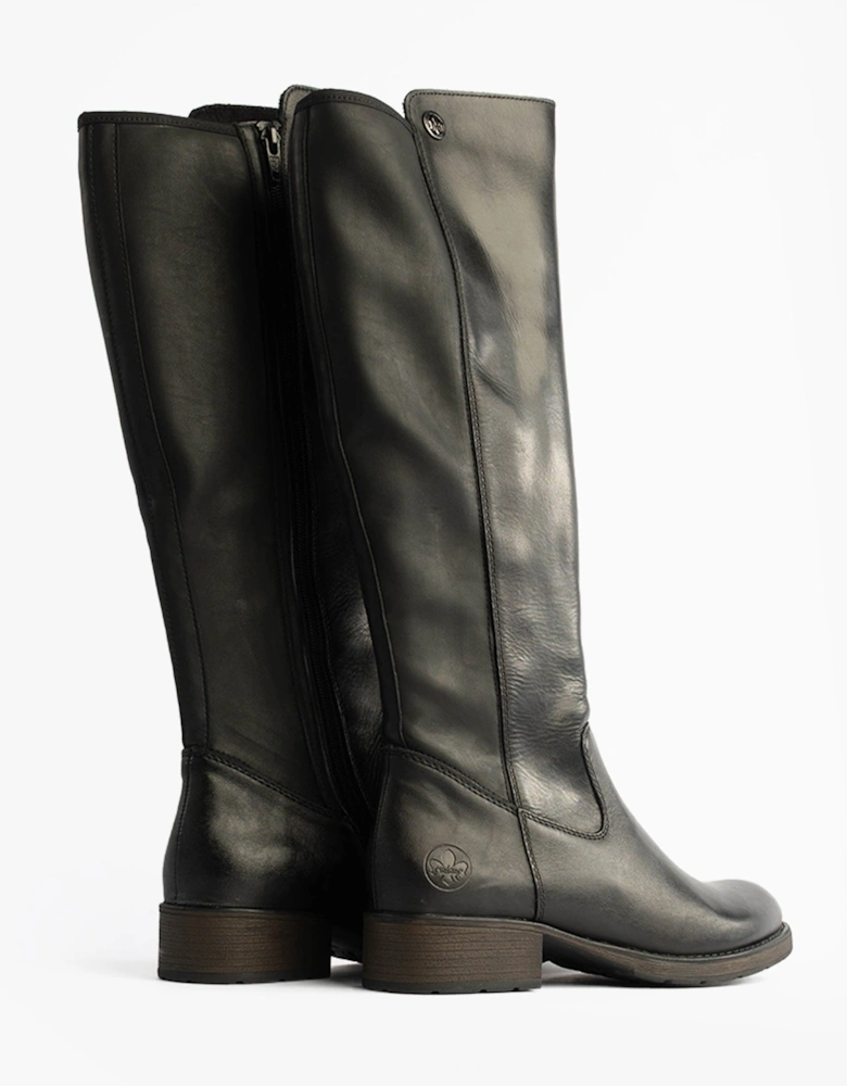Z9591-01 Womens Leather Knee-High Boots Black