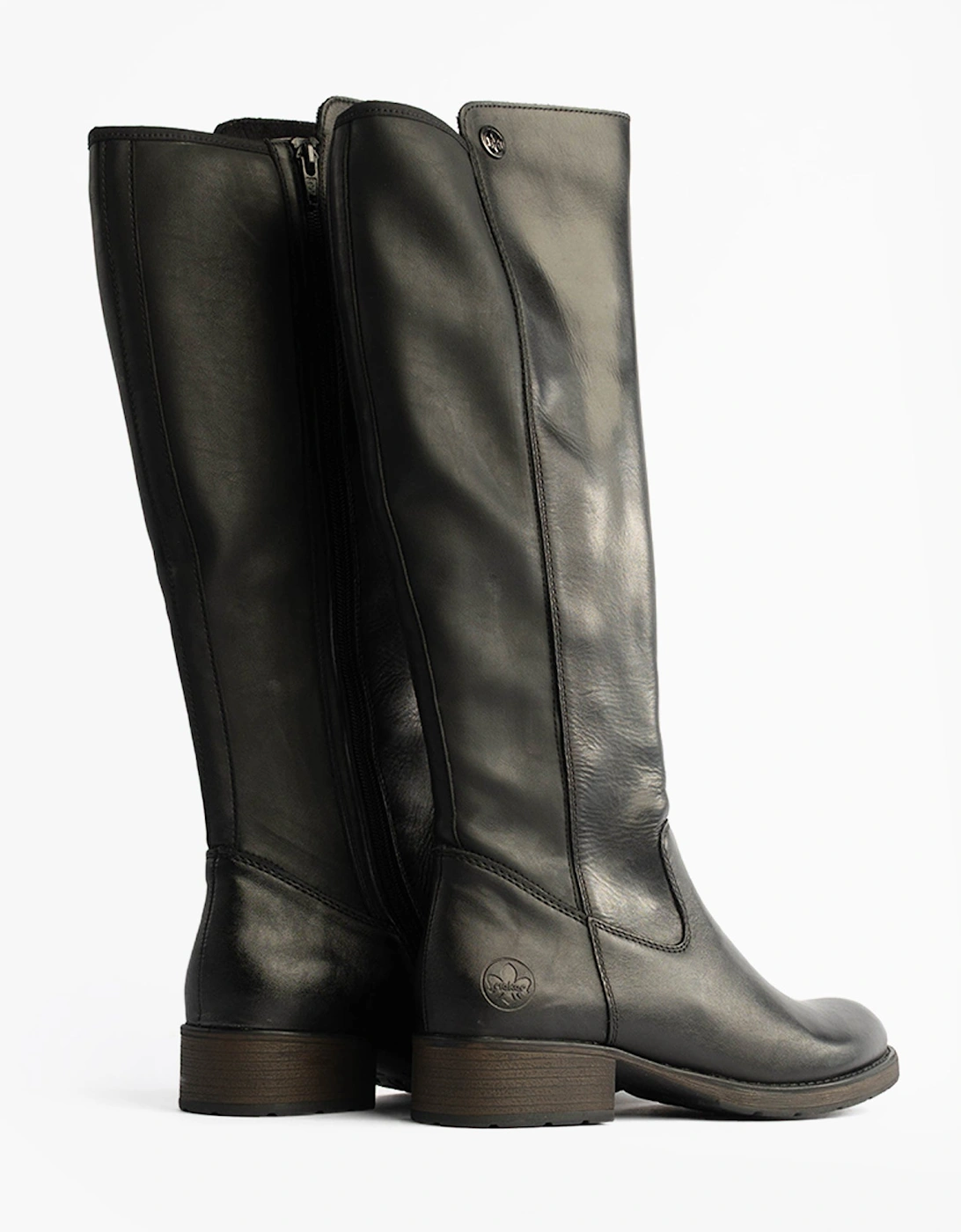Z9591-01 Womens Leather Knee-High Boots Black