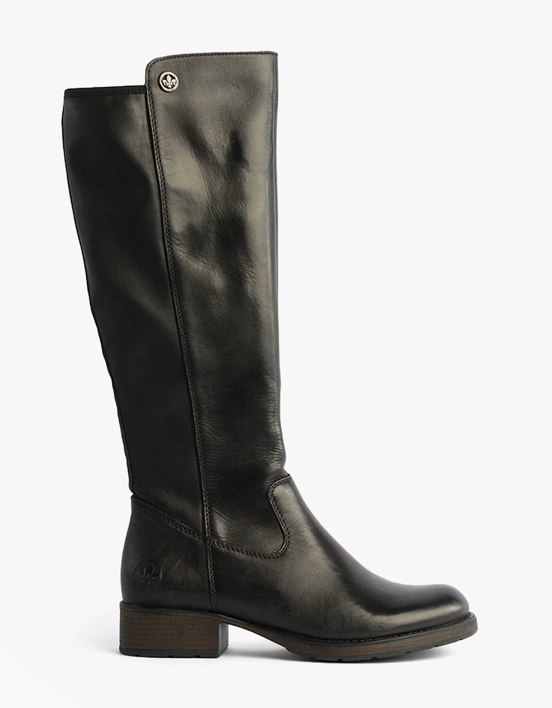 Z9591-01 Womens Leather Knee-High Boots Black, 7 of 6