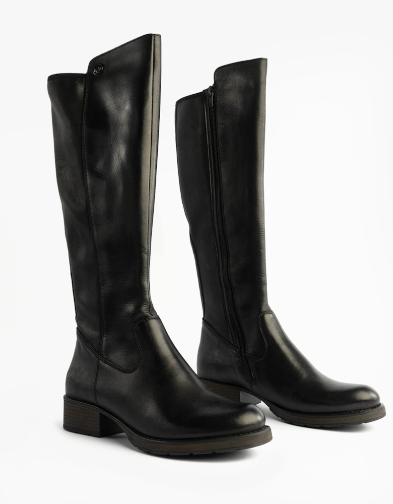Z9591-01 Womens Leather Knee-High Boots Black