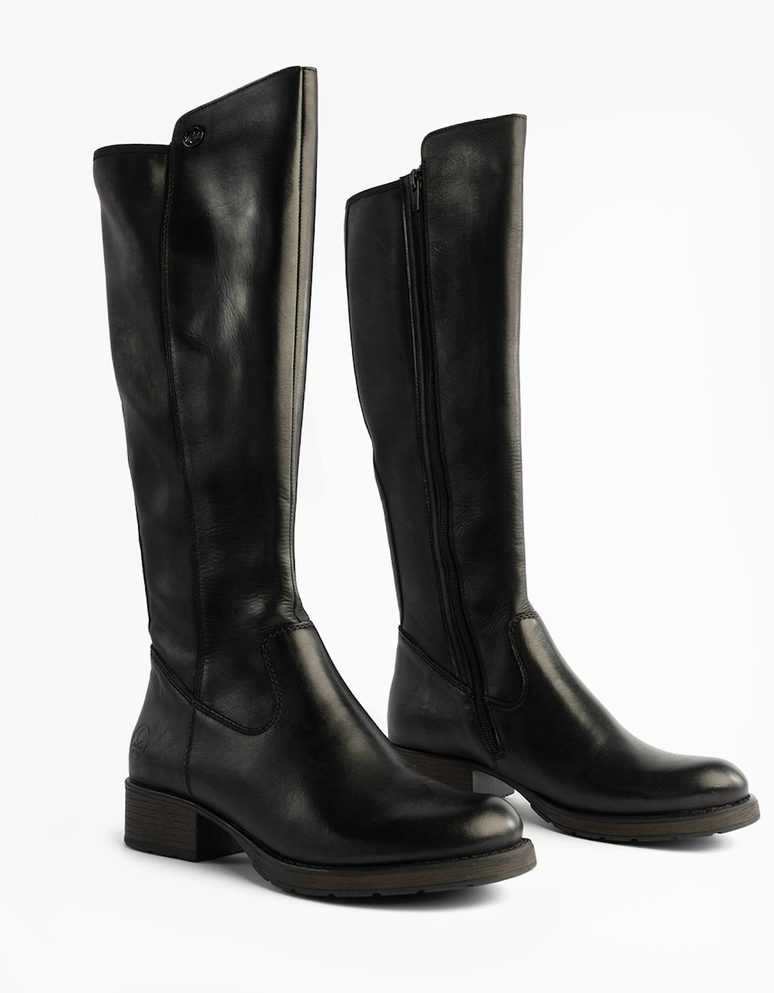 Z9591-01 Womens Leather Knee-High Boots Black