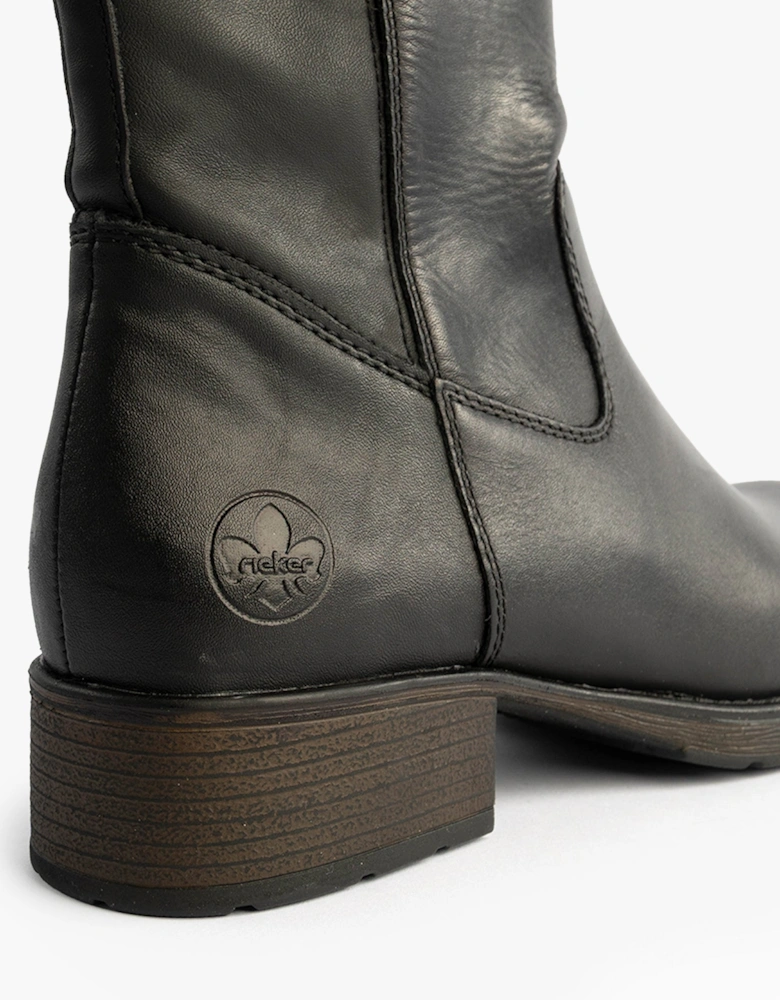 Z9591-01 Womens Leather Knee-High Boots Black