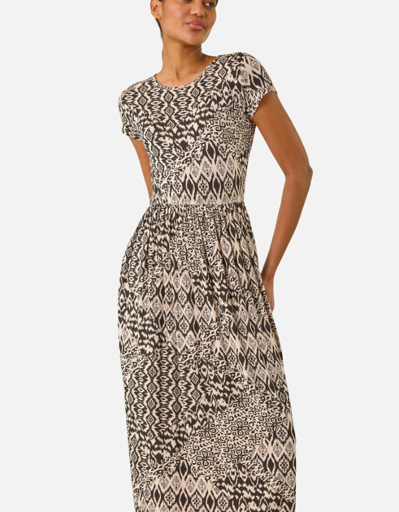 Abstract Print Midi Dress