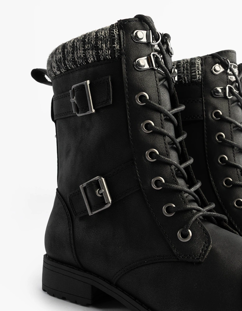 BILLIE Womens Biker Boots Black