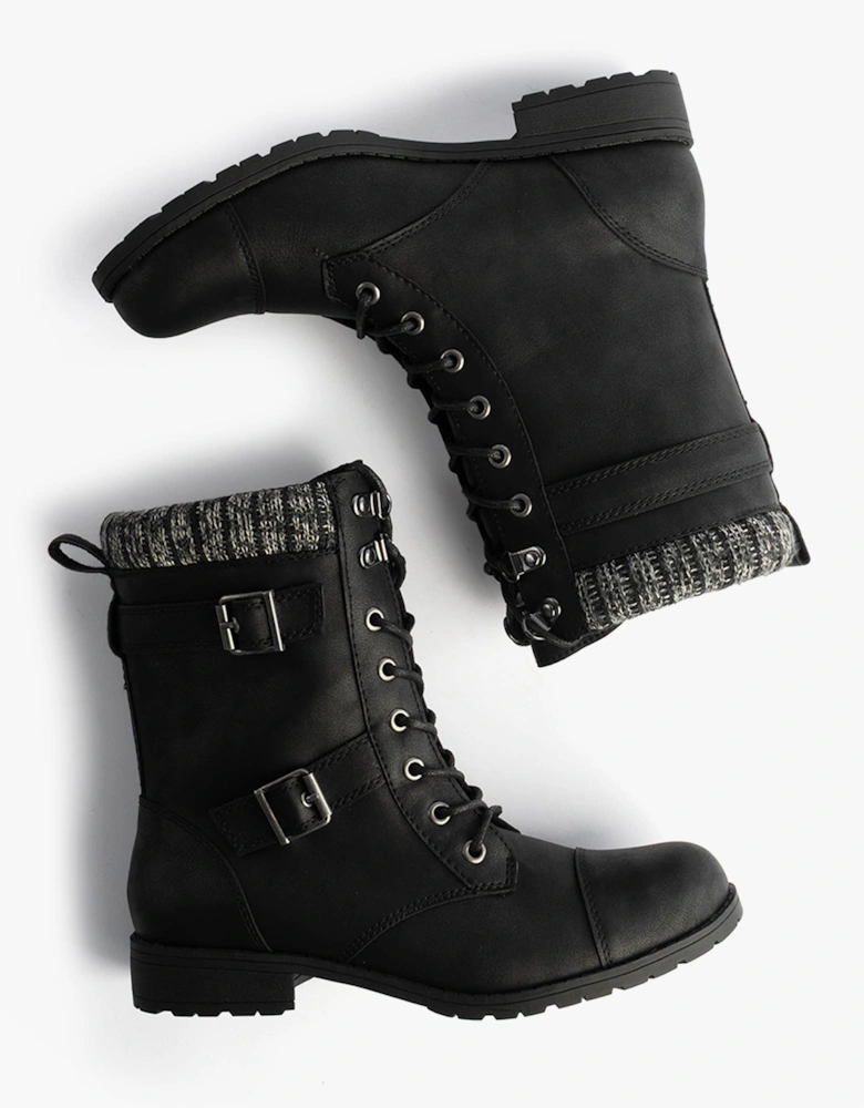 BILLIE Womens Biker Boots Black