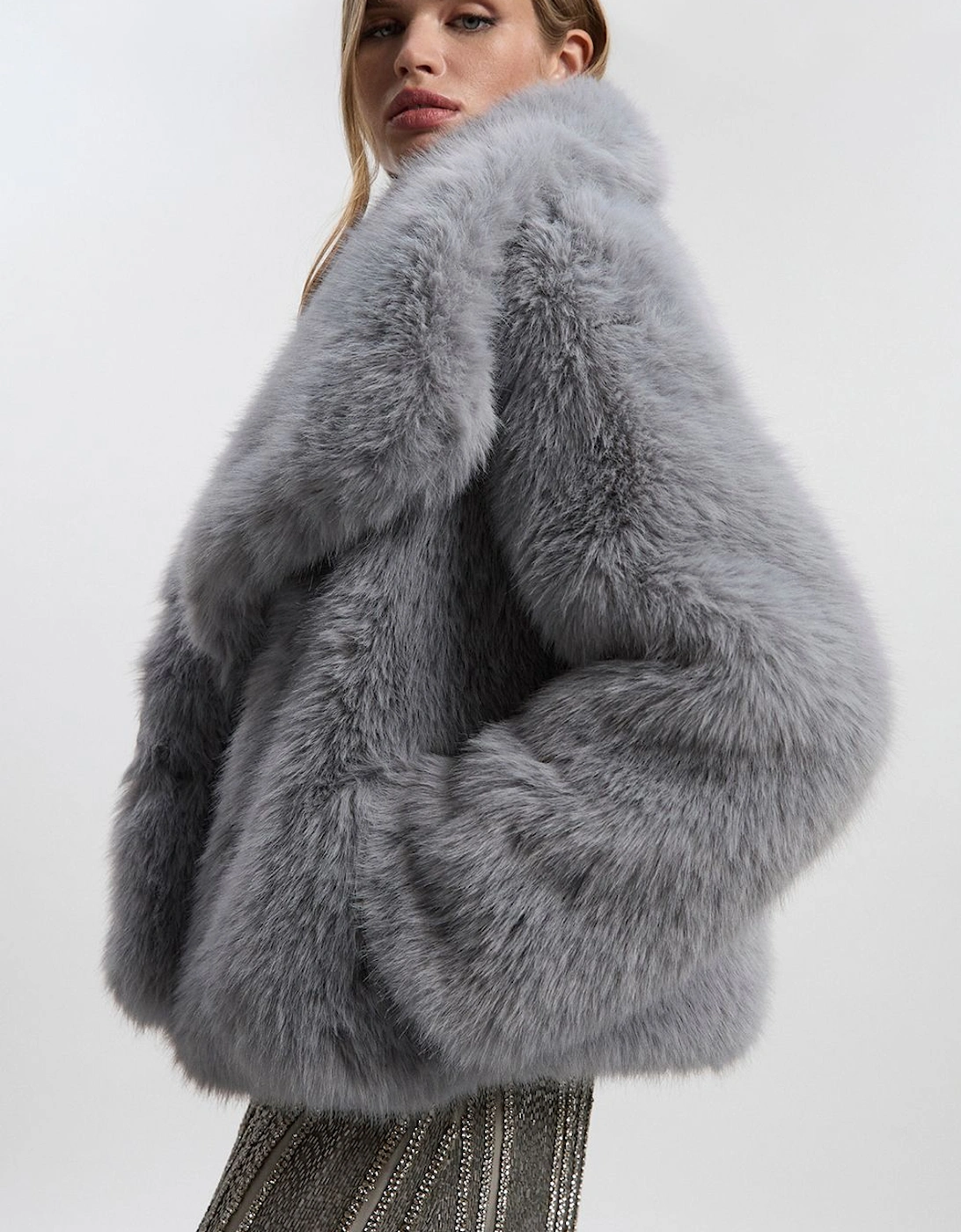 Petite Textured Faux Fur Short Coat, 2 of 1