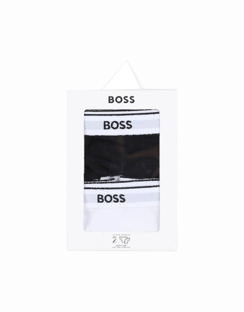 Girls 2-Pack Classic Logo Briefs, Black/White