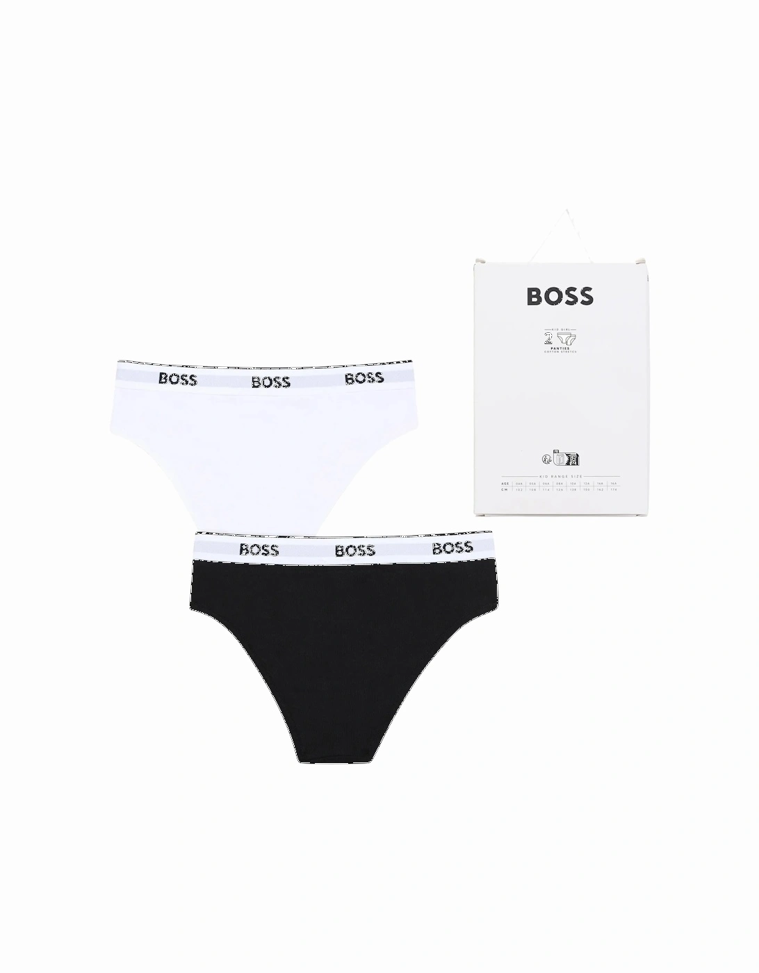 Girls 2-Pack Classic Logo Briefs, Black/White