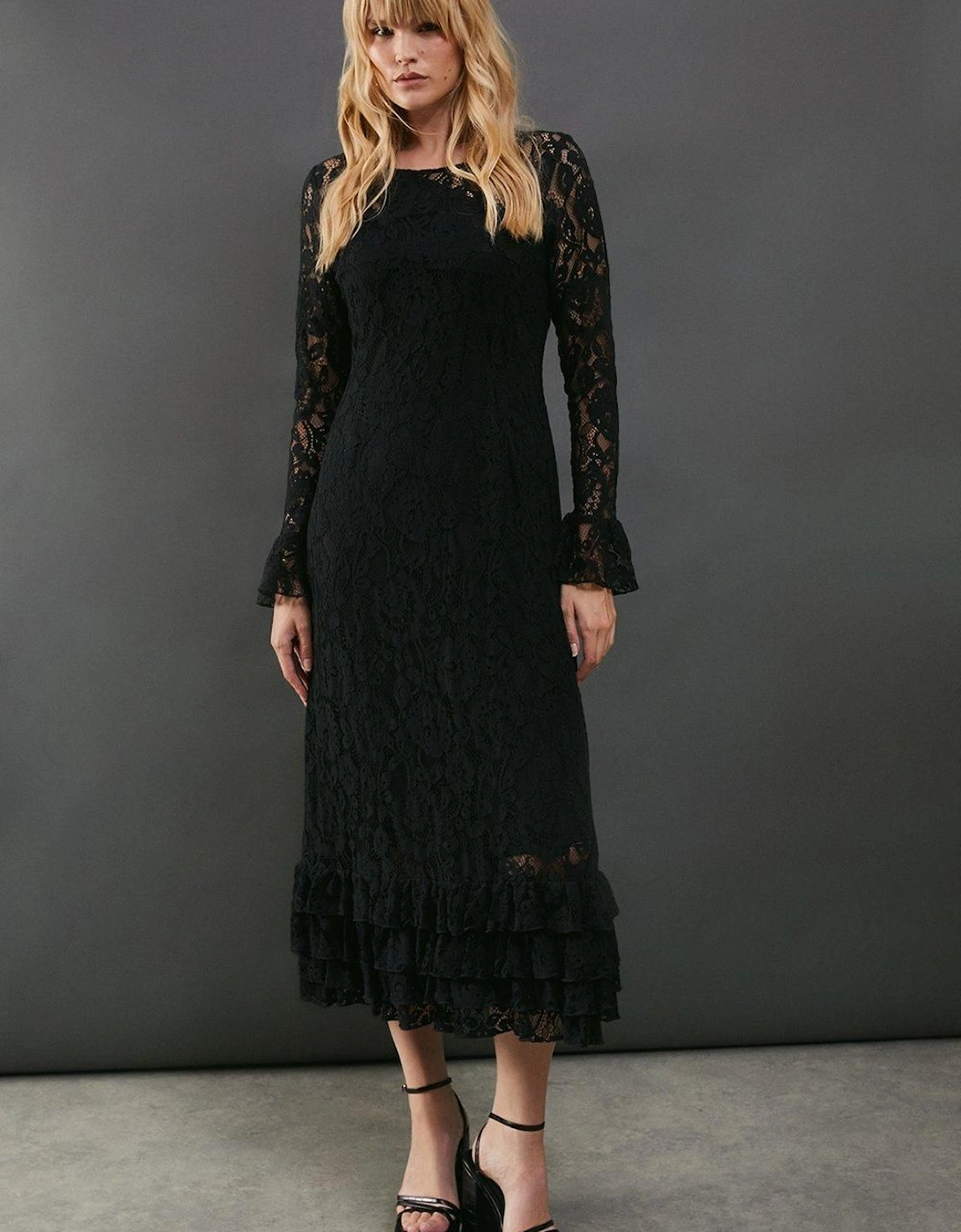 Lace Tiered Ruffle Midaxi Dress, 2 of 1