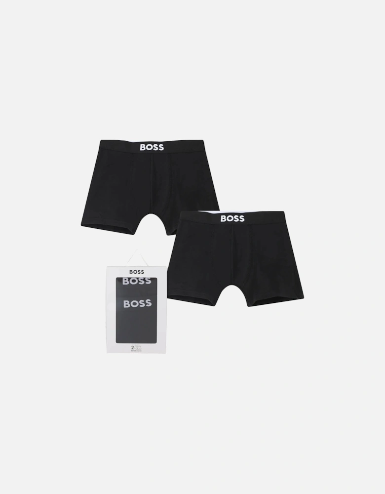 Boys 2-Pack Bold Logo Boxer Trunks, Black