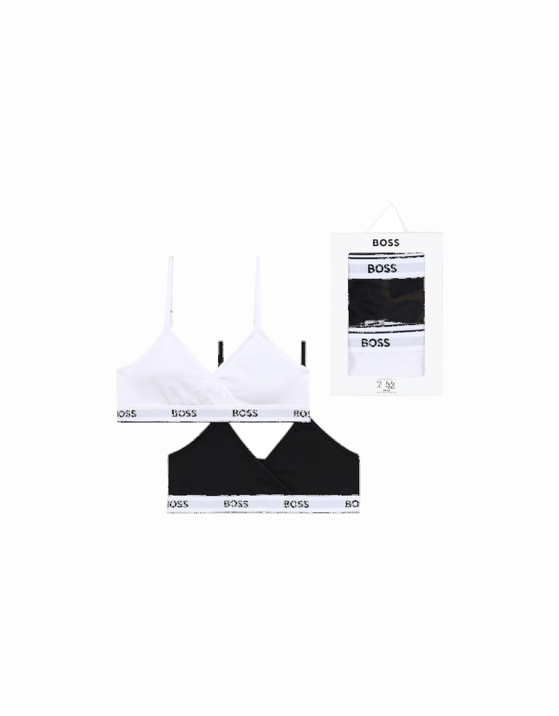 Girls 2-Pack Classic Logo Bralettes, Black/White, 9 of 8